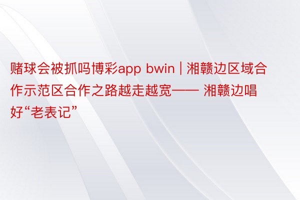 赌球会被抓吗博彩app bwin | 湘赣边区域合作示范区合作之路越走越宽—— 湘赣边唱好“老表记”