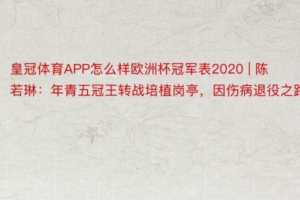 皇冠体育APP怎么样欧洲杯冠军表2020 | 陈若琳：年青五冠王转战培植岗亭，因伤病退役之路