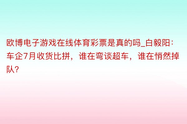 欧博电子游戏在线体育彩票是真的吗_白毅阳：车企7月收货比拼，谁在弯谈超车，谁在悄然掉队？