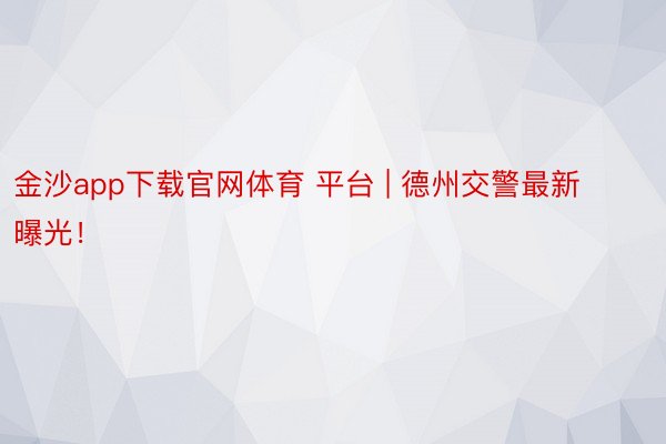 金沙app下载官网体育 平台 | 德州交警最新曝光！