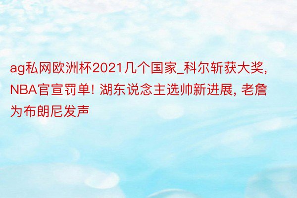 ag私网欧洲杯2021几个国家_科尔斩获大奖, NBA官宣罚单! 湖东说念主选帅新进展, 老詹为布朗尼发声