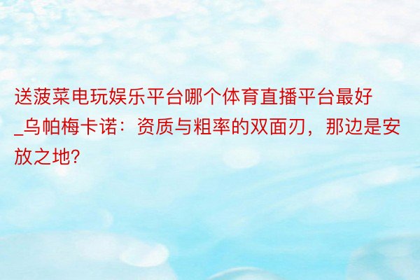 送菠菜电玩娱乐平台哪个体育直播平台最好_乌帕梅卡诺：资质与粗率的双面刃，那边是安放之地？