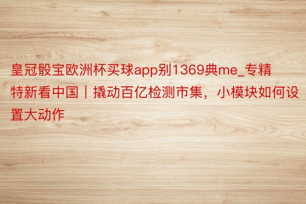 皇冠骰宝欧洲杯买球app别1369典me_专精特新看中国｜撬动百亿检测市集，小模块如何设置大动作